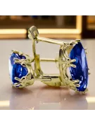 8 كارت من الذهب الأصفر 333 Sapphire أقراط vec021x-sp روسي سوفيتي الاتحاد السوفيتي حرف يدوية فينتاج آرت ديكو style Art Deco